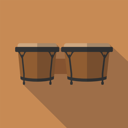 Bongos musical instrument, flat icon. Vector illustration.のイラスト素材