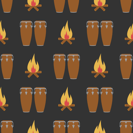 Seamless pattern with conga and bonfireのイラスト素材