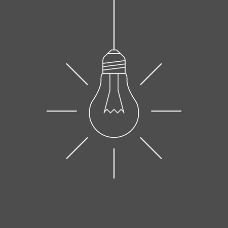 Simple hanging light bulb outlineのイラスト素材