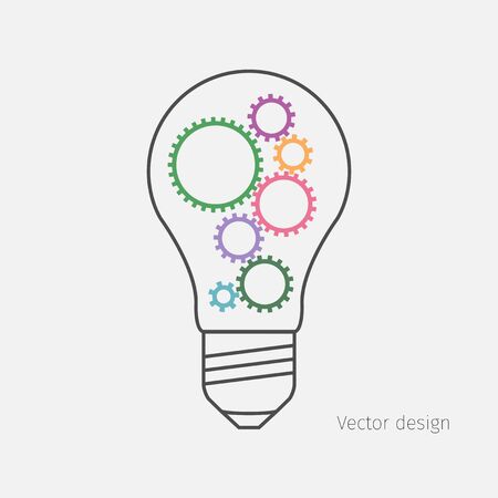 Gears in lightbulb on white backgroundのイラスト素材
