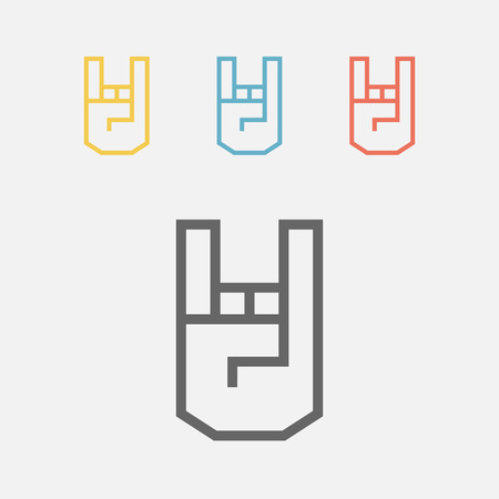 Rock hand icon. Heavy Rock Iconのイラスト素材