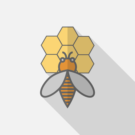 Bee honey flat iconのイラスト素材