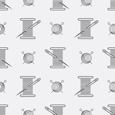 Skein of thread line icon. Seamless patternのイラスト素材