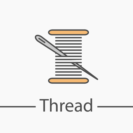 Needle and thread symbol. Line iconのイラスト素材