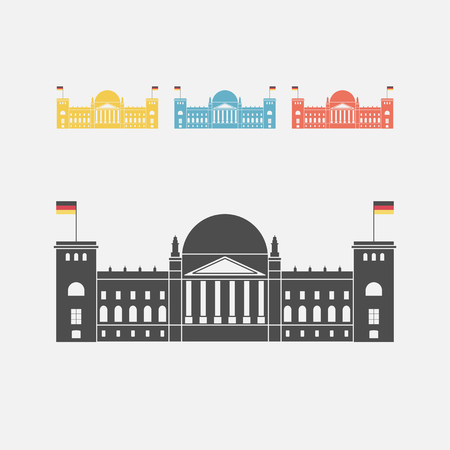 Facade view of the Reichstag Bundestag building in Berlin, Germanyのイラスト素材