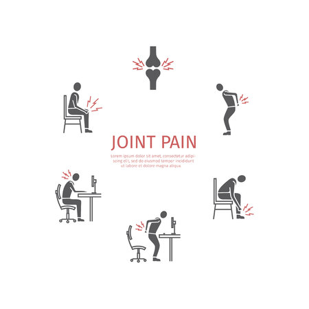 Joint pain. Flat icons set. Vectorのイラスト素材