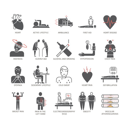 Myocardial infarction icon. Symptoms, Treatment.のイラスト素材