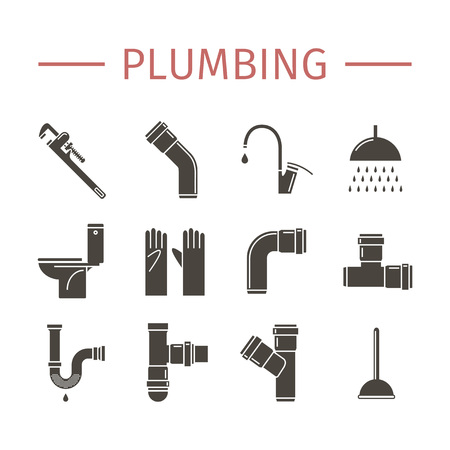 Plumbing, water pipes icon set.のイラスト素材