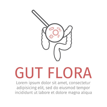 Gut flora line icon Vector illustration.のイラスト素材