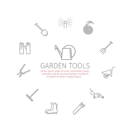 Garden tools icons set. Vector illustration.のイラスト素材