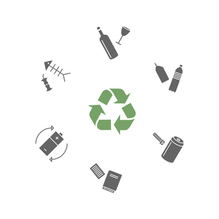Recycling icons. Waste sorting set. Vector illustration.のイラスト素材