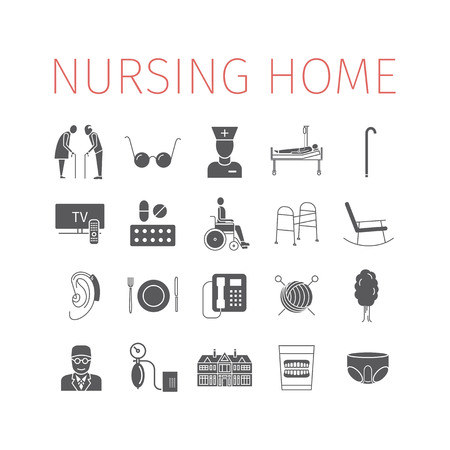 Nursing Home icon. Medical Care for The Elderly. Symbols of Older People Vector illustration.のイラスト素材