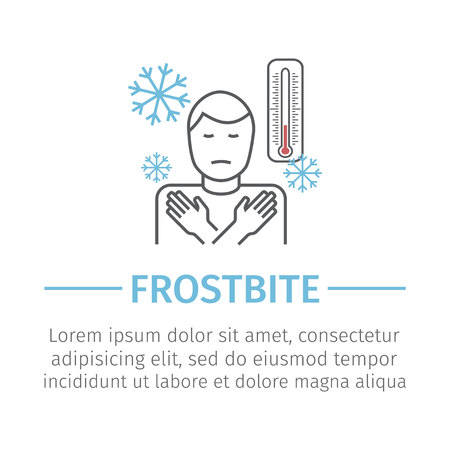 Man freezing and running cold - frost biteのイラスト素材