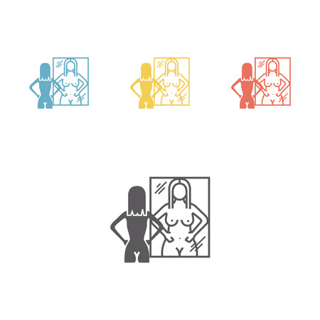 Bulimia, anorexia. flat icon. Vectorのイラスト素材