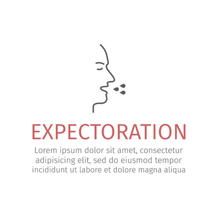 Cough line icon on white background. Vector illustration.のイラスト素材