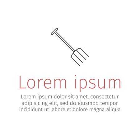 Garden fork, pitchfork thin line icon. Vector.のイラスト素材