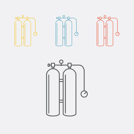 Gas cylinders for welding line iconのイラスト素材
