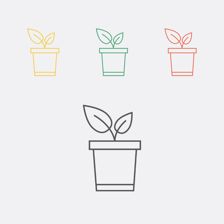 Flower pot, plant pot, seedling, sapling thin line icon. Vector illustration.の写真素材