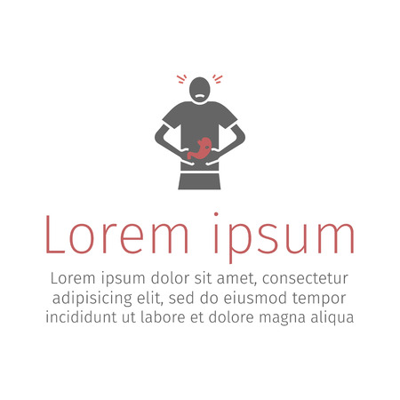 Sick stomach ache male person character vector illustration. Flat iconのイラスト素材