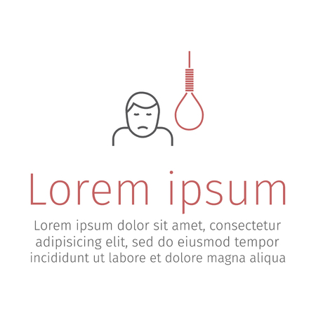 Rope hanging loop. Vector of rope noose with hangman knot.のイラスト素材