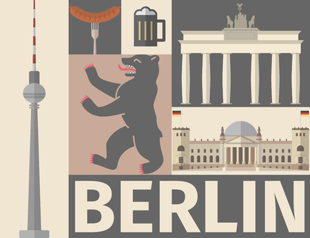 Berlin poster. Flat icon, vector template design.のイラスト素材