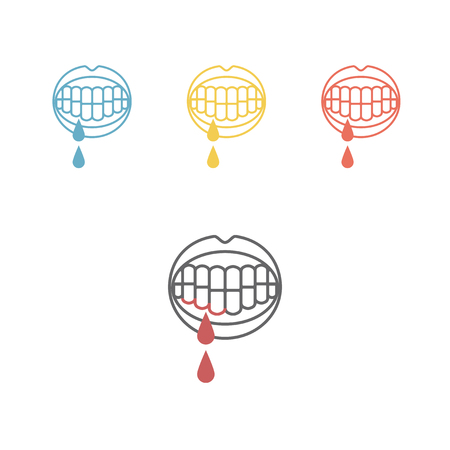 Bleeding gums line icons Vector illustration.のイラスト素材