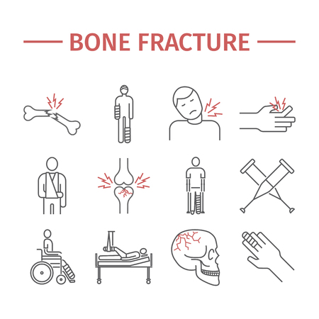Bone Fractures line icons Vector illustration setのイラスト素材