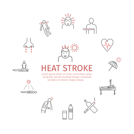 Heat stroke vector iconsのイラスト素材