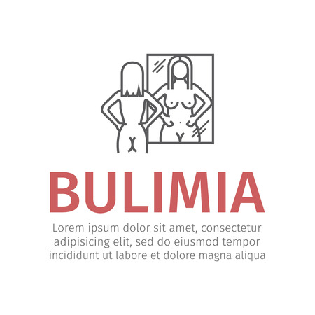 Bulimia, anorexia. Line icon. Vector sign.のイラスト素材