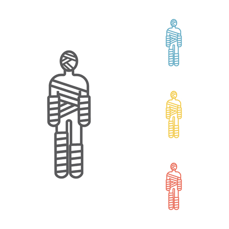Injured man in bandages line iconのイラスト素材