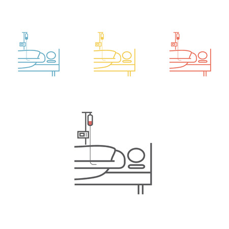 Hospital bed or hospital ward symbol. Man in a coma vector illustration for websites.のイラスト素材
