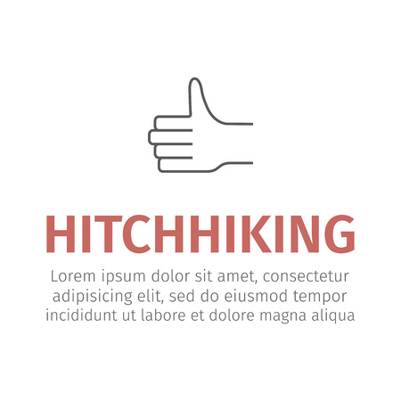 Hitchhiking line icon and typography  illustration for websites.のイラスト素材