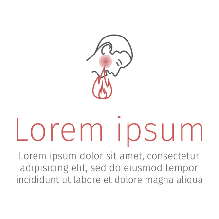 Burn face line icon. Vector illustration.のイラスト素材