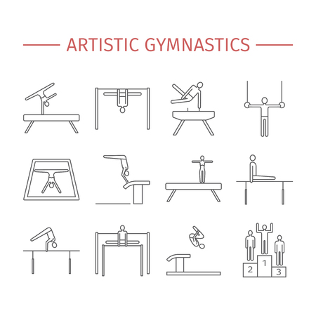 Artistic gymnastics line icon. Equipment. Vector sports signs.のイラスト素材
