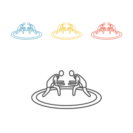 athlete Wrestling line icon. Sport vector signのイラスト素材
