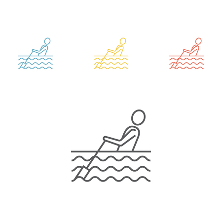 Rowing line icon, in various color illustration.のイラスト素材