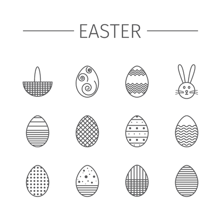 Different Easter elements iconのイラスト素材