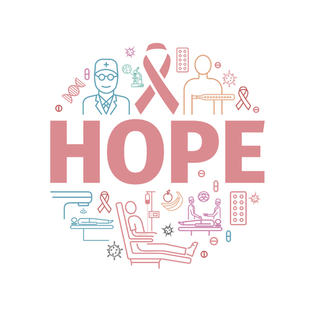 Cancer. Infographics Banner. Line icons set. Vector sign for web graphic.のイラスト素材