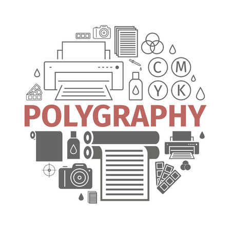 Printing polygraphy banner infographic.