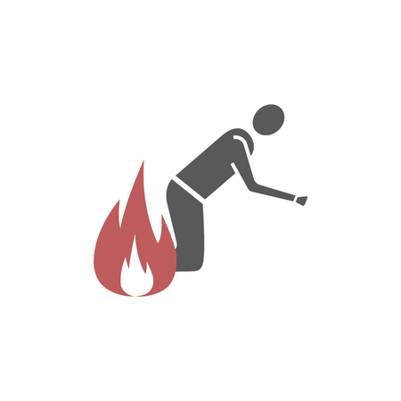 Fire evacuation vector sign. Burning man. Conflagration icon. Vectorのイラスト素材