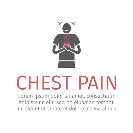 Pain in the chest during exercise. Vector sign for web graphic.のイラスト素材