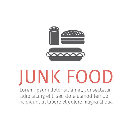 Junk food set. Vector signs for web graphicsのイラスト素材