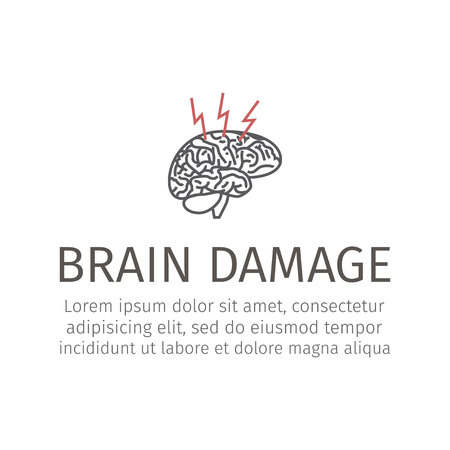 Brain damage line icon Vector sign for web graphic.のイラスト素材