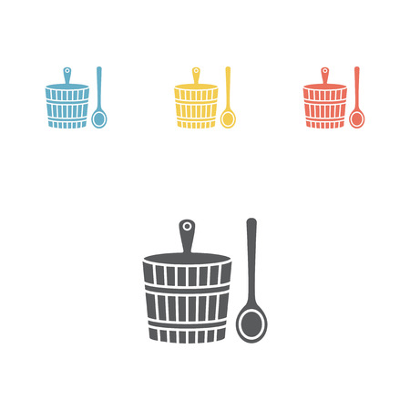 Wooden sauna bucket icon. Vector sign for web graphic.のイラスト素材