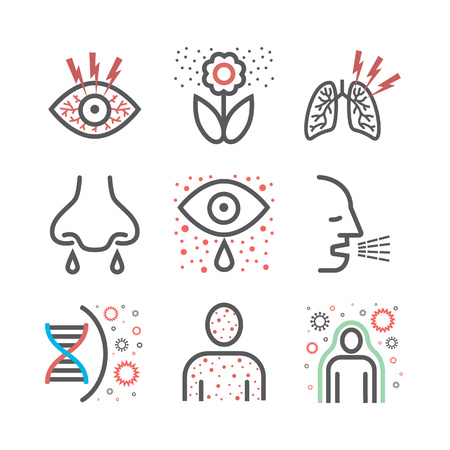 Allergy symptoms icons infographic. Vector sign for web graphic.のイラスト素材