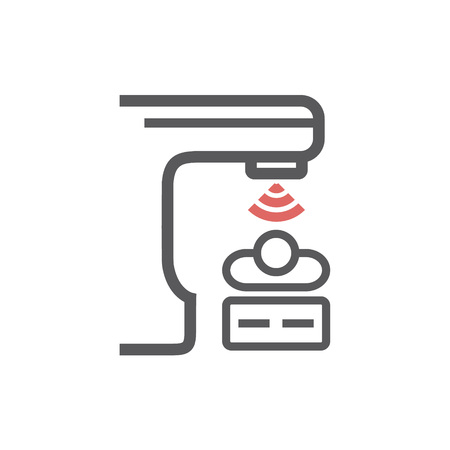 Body CT, CAT Scan. Line icon. Radiotherapy. Vector symbol for web graphicのイラスト素材