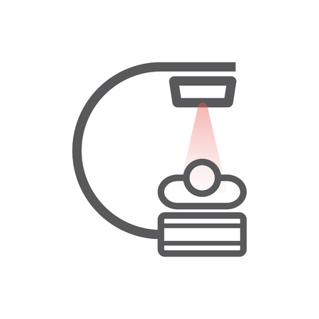 Body CT, CAT Scan. Line icon. Radiotherapy. Vector symbol for web graphicのイラスト素材