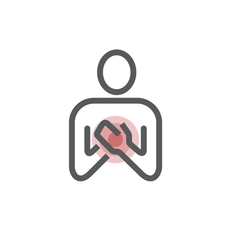 Pain in the chest during exercise. Vector sign for web graphic.のイラスト素材