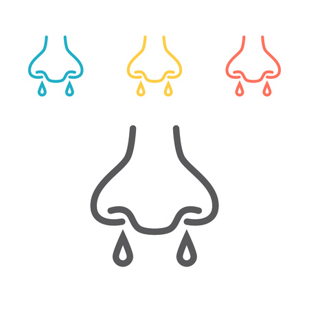 Funny nose thin line icon. Modern vector illustration of allergy symptom.のイラスト素材