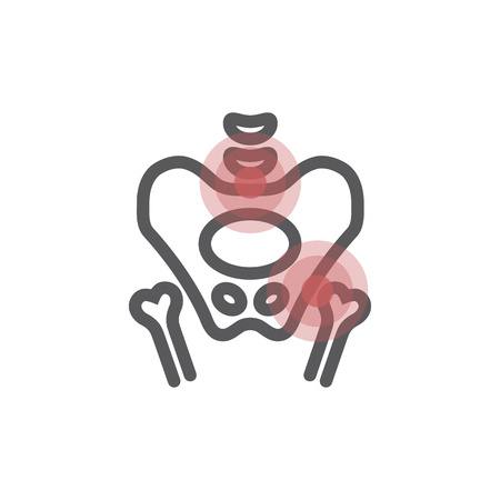 Pelvis pain icon. Vector sign for web graphics.のイラスト素材